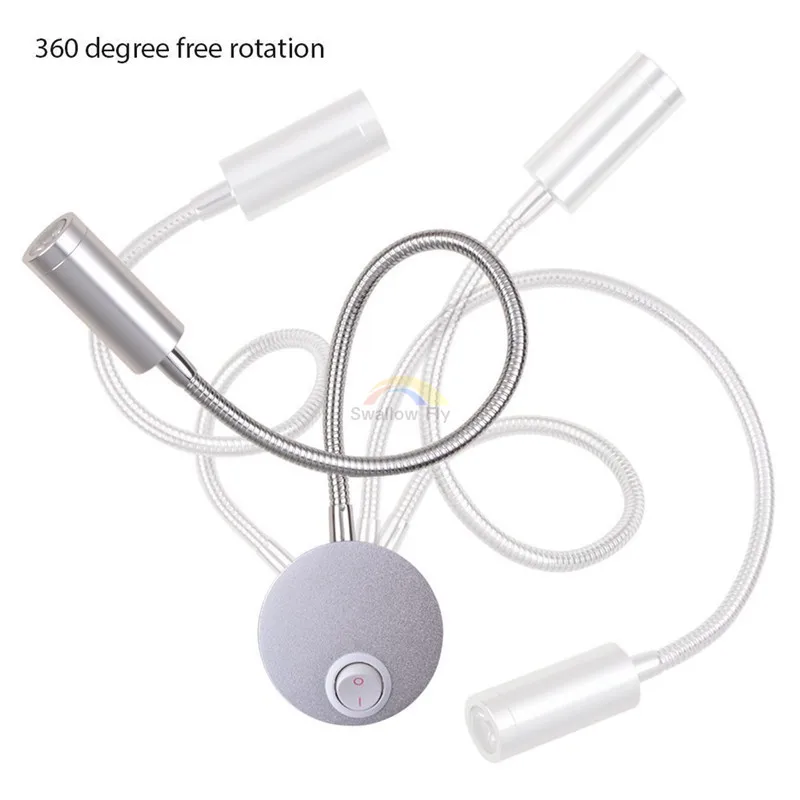 Настенный светильник светодиодный для чтения с гибкой ручкой прикроватный