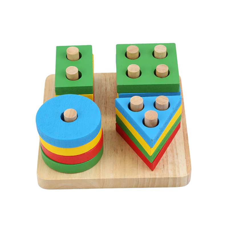 

Baby Toys Montessori Wooden Geometric Sorting Board Blocks Kids Educational Toys Building Blocks Child Gift