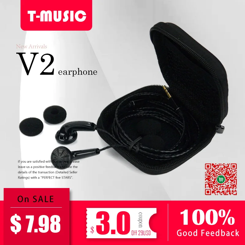Новинка наушники вкладыши Version2 Black / Hifi T Music DIY 3 5 мм|diy earphone|earphone diyearphone 3.5mm |