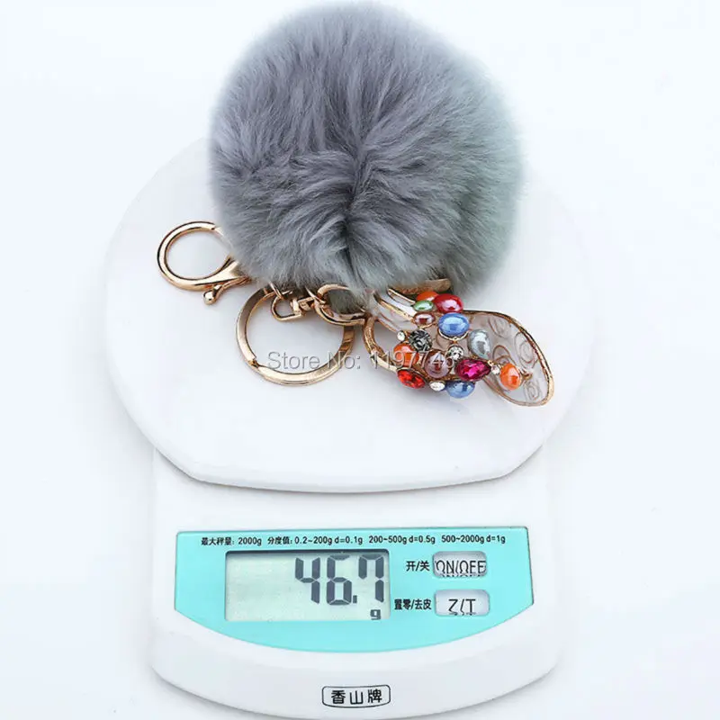 9 Colors Big 8cm Rabbit Soft Fur Ball Pom Keyring Keyfob Colorful Crystal Rhinestone High Heel Shoe Pendant Key Chain | Украшения и