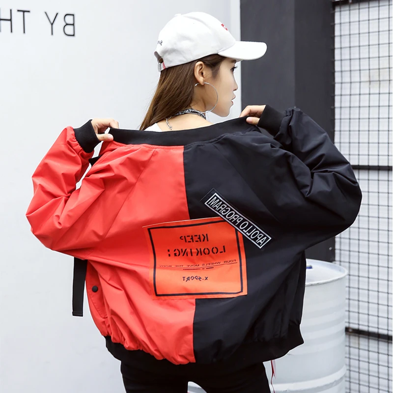 Куртка женская черная и красная повседневная 2019|bomber jacket for women|harajuku jacketjacket women |