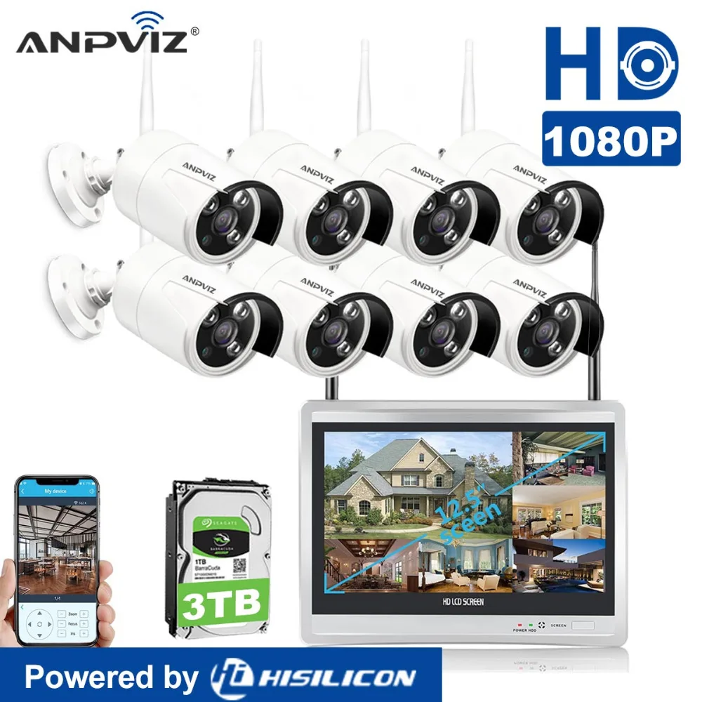 Anpviz Full HD 1080P 12 &quotбеспроводная камера безопасности 8x1080 p IP наружного наблюдения с