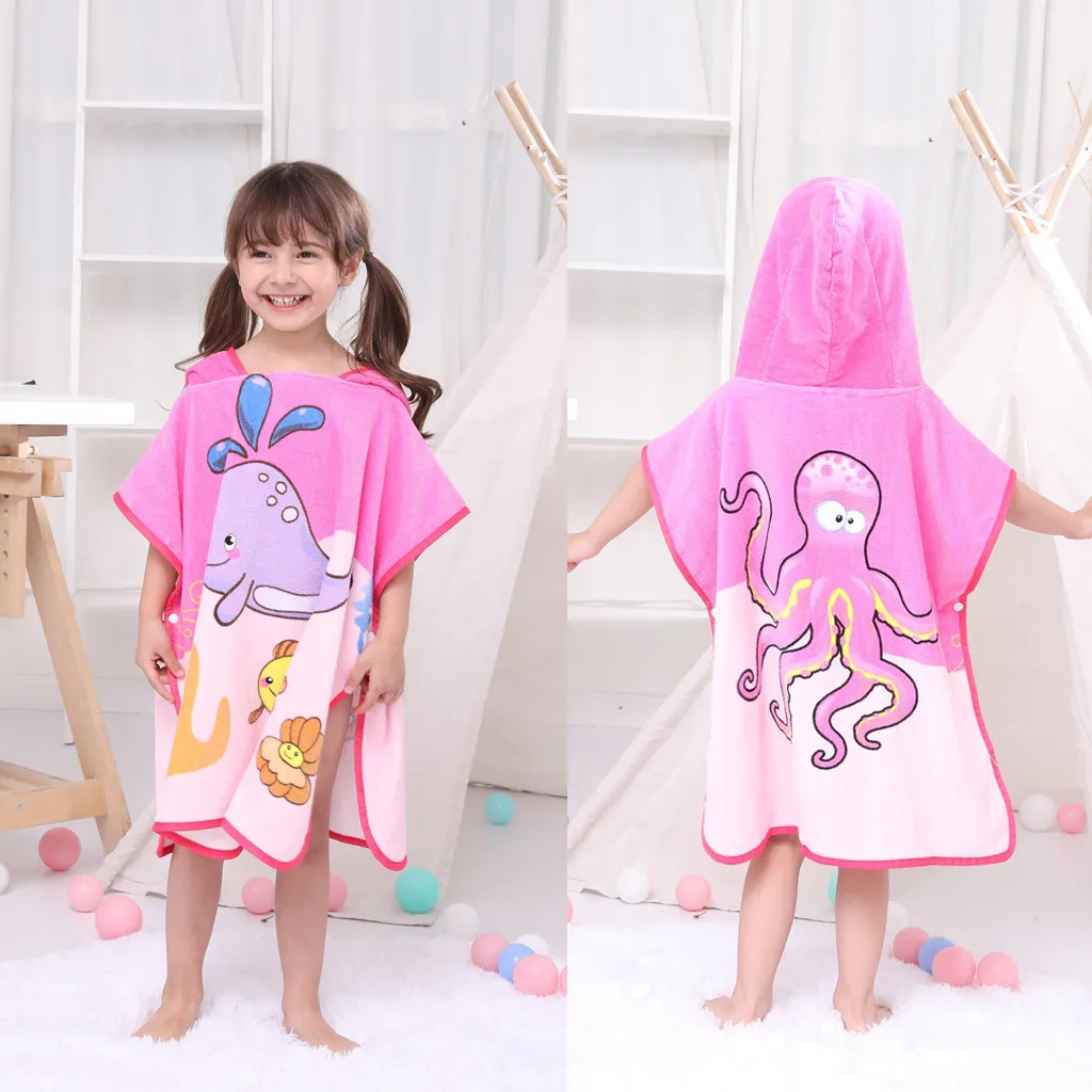 Infant baby poncho towel hooded beach towels for kid Bathrobe Pajamas Cartoon Animals baby hooded bath towel Child baby bath set