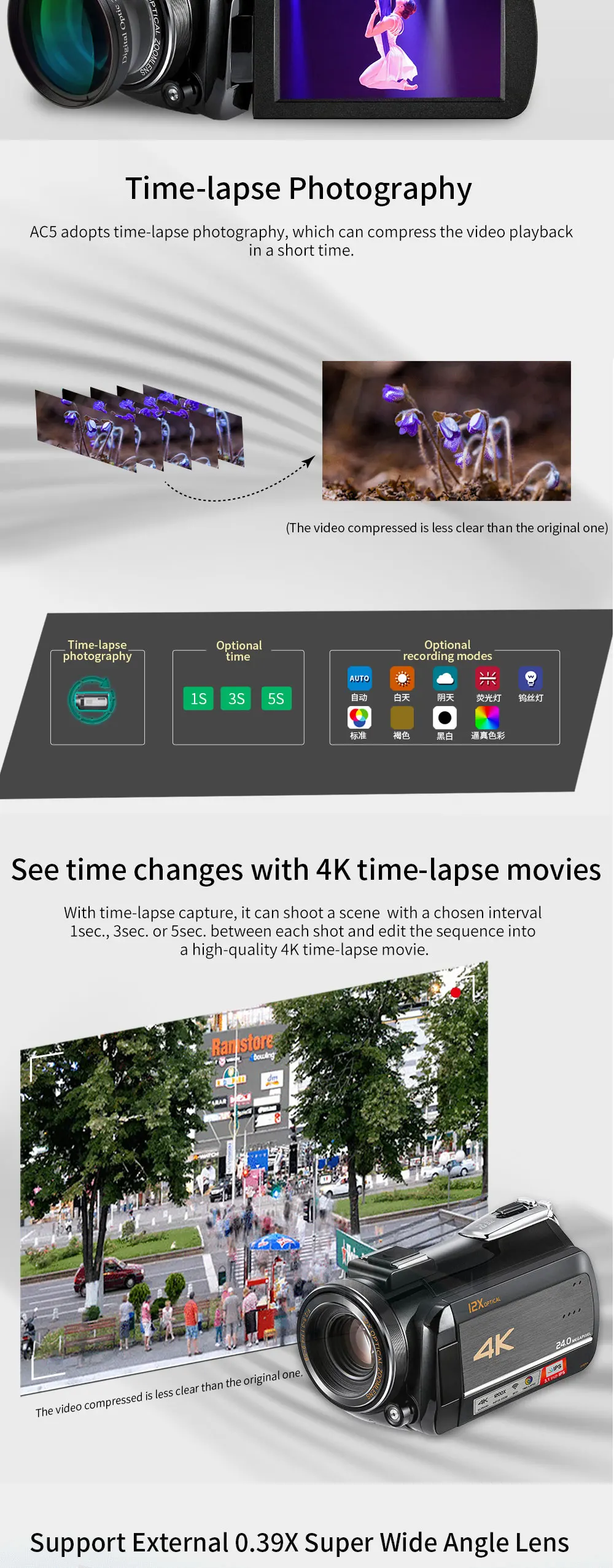 Winait профессиональная высококачественная UHD 4k Wifi цифровая видеокамера с 3,0 ''сенсорным дисплеем для домашнего использования Цифровая видеокамера