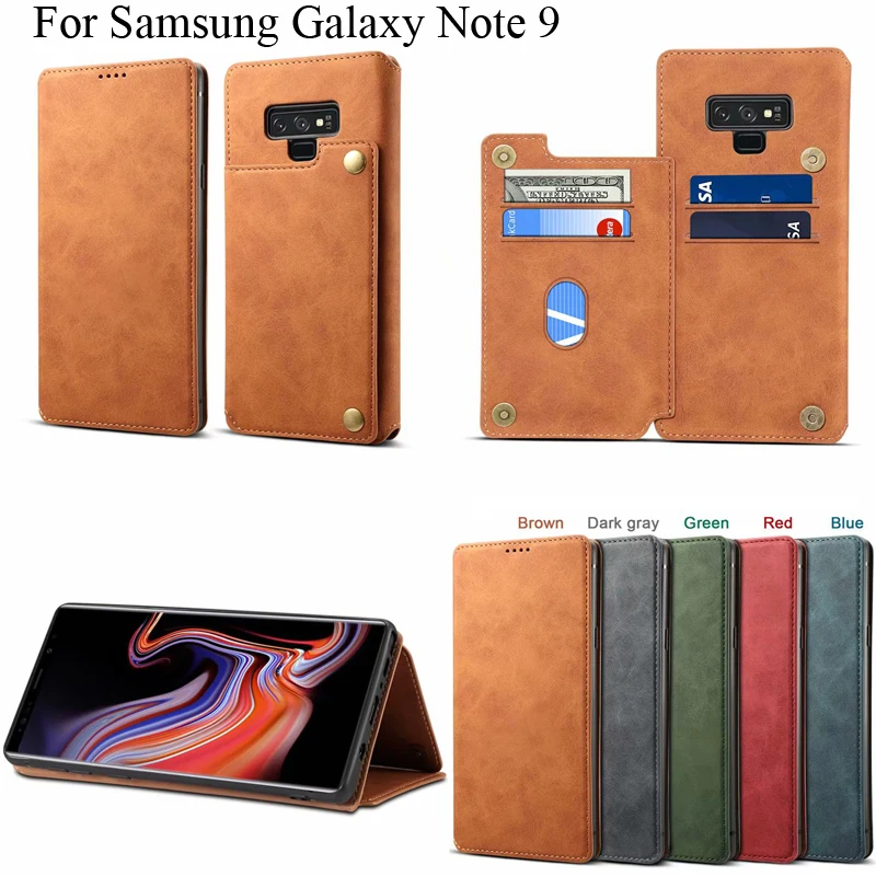 Деловой чехол для Samsung Galaxy Note 9 чехол-кошелек из мягкого ТПУ Винтажный сумка