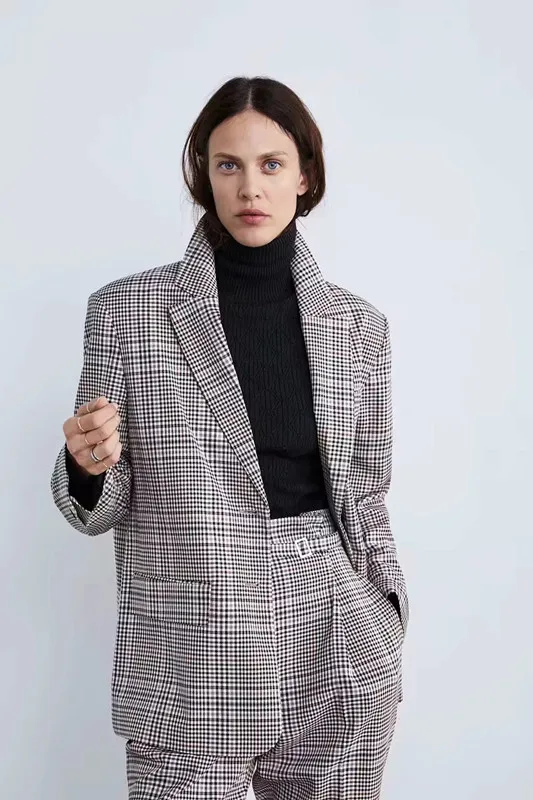 plaid Увядший блейзер feminino, английский клетчатый винтажный свободный Блейзер бойфренда высокого качества, женские блейзеры и жакеты размера плюс, Топ - Цвет: plaid