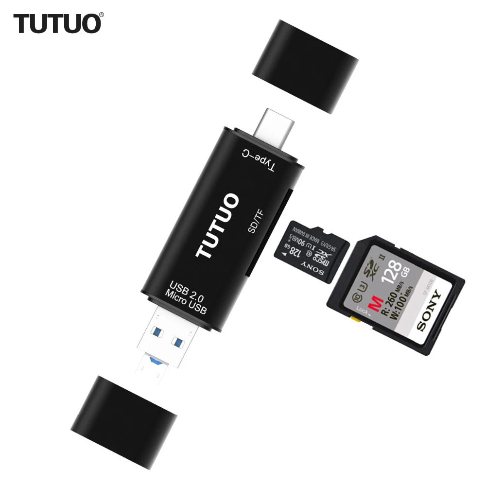 TUTUO V16 5 в 1 USB C A и Micro конвертер OTG адаптер из алюминиевого сплава SD/TF кардридер для