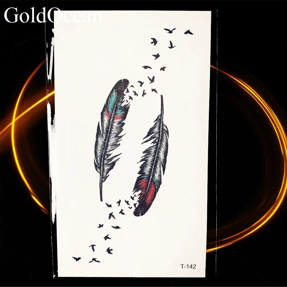 Little Plumage Henna Temporary Tattoo Indians Tribal Women Body Hands Art Sticker Black Leaf Tatoo Girl Arm Feather Birds |