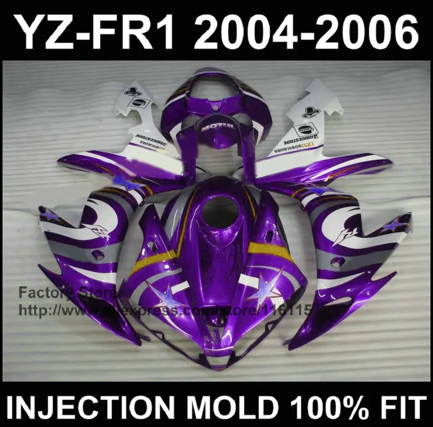 MOTOMARTS Лидер продаж MOTUL Обтекатели Запчасти для YAMAHA YZFR1 2004 2005 2006 фиолетовый