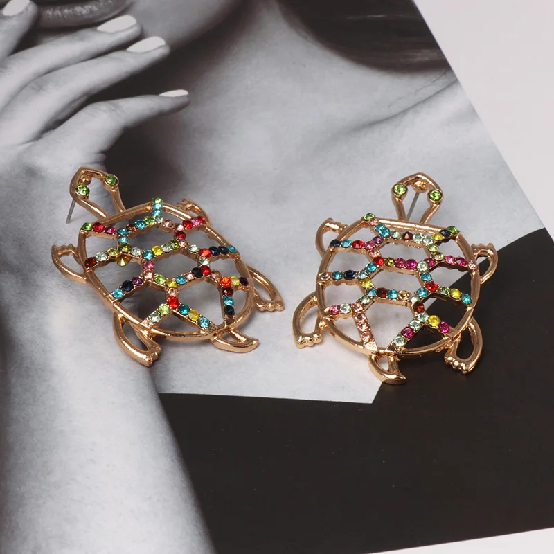 FASHIONSNOOPS новые брендовые серьги с кристаллами в форме черепахи для женщин Модный
