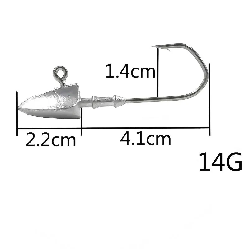 14g OUTKIT 5 шт./лот, крючки для свинцовых головок, 3,5 г, 5 г, 7 г, 10 г, 14 г, 21 г, крючки для джига, приманки, острые разноцветные мягкие рыболовные снасти, крючки - Цвет: 14g