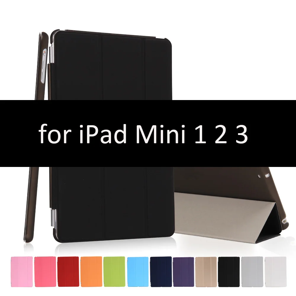 Чехол для for IPad Mini 1/2/3, golp 2 в 1 идеально подходит Магнитный искусственная кожа Smart Cover ПК прозрачный чехол для for IPad Mini 1/ 2/3 - Цвет: Black-123