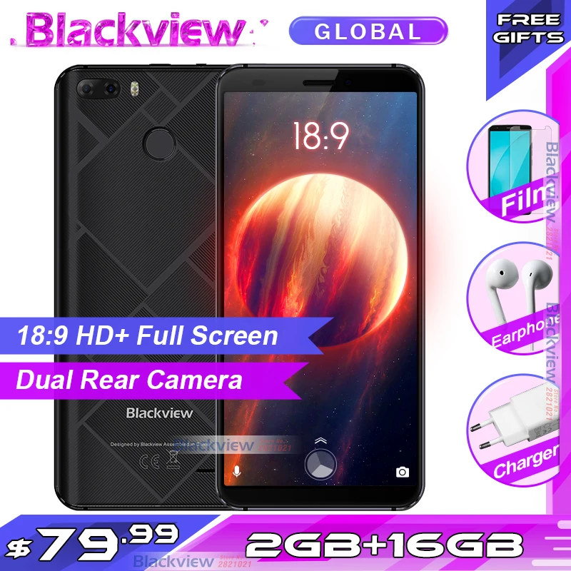 Blackview S6 мобильный телефон 5 7 дюймов 18:9 HD + Full Sceen 2 ГБ 16 Гб MT6737VWH четырехъядерный Android