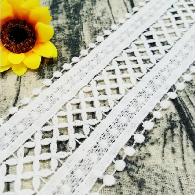 15 ярдов 8 см Водорастворимая молочная шелковая кружевная отделка черная белая