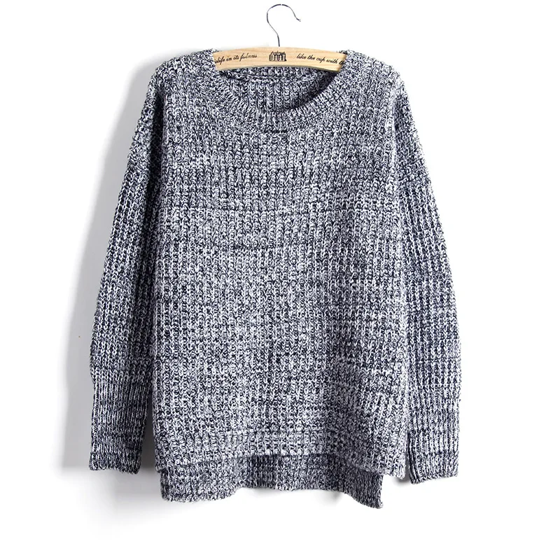 One Size(S-M) Color Mixed Sweaters Women Pull Over Knit Tops Long Back Lady Sweater O Neck Sleeve | Женская одежда