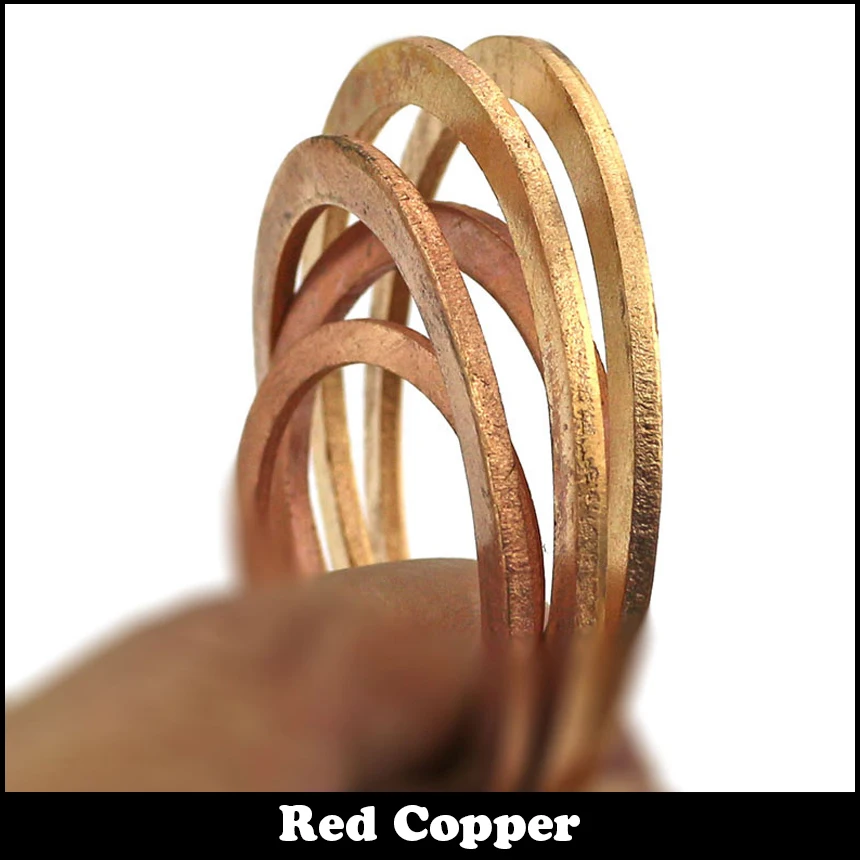 

50pcs M10 M10x14x1 M10*14*1 DIN7603 Plain Ring Gasket Flat Red Copper Washer