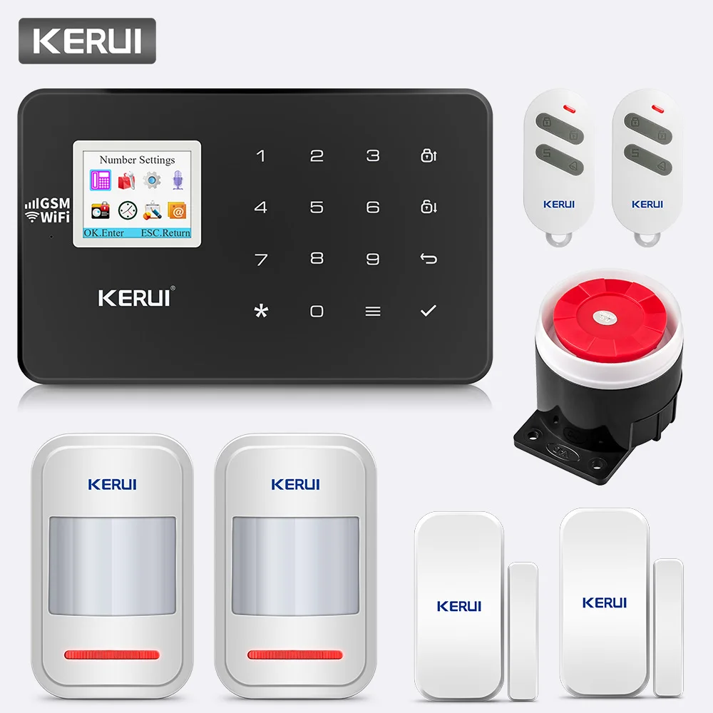 KERUI W18 Домашняя безопасность Wi-Fi GSM охранная сигнализация Система управления APP Arm PIR CO газовый дверной датчик 720P wifi IP камера сигнализация - Цвет: Alarm system Kit2