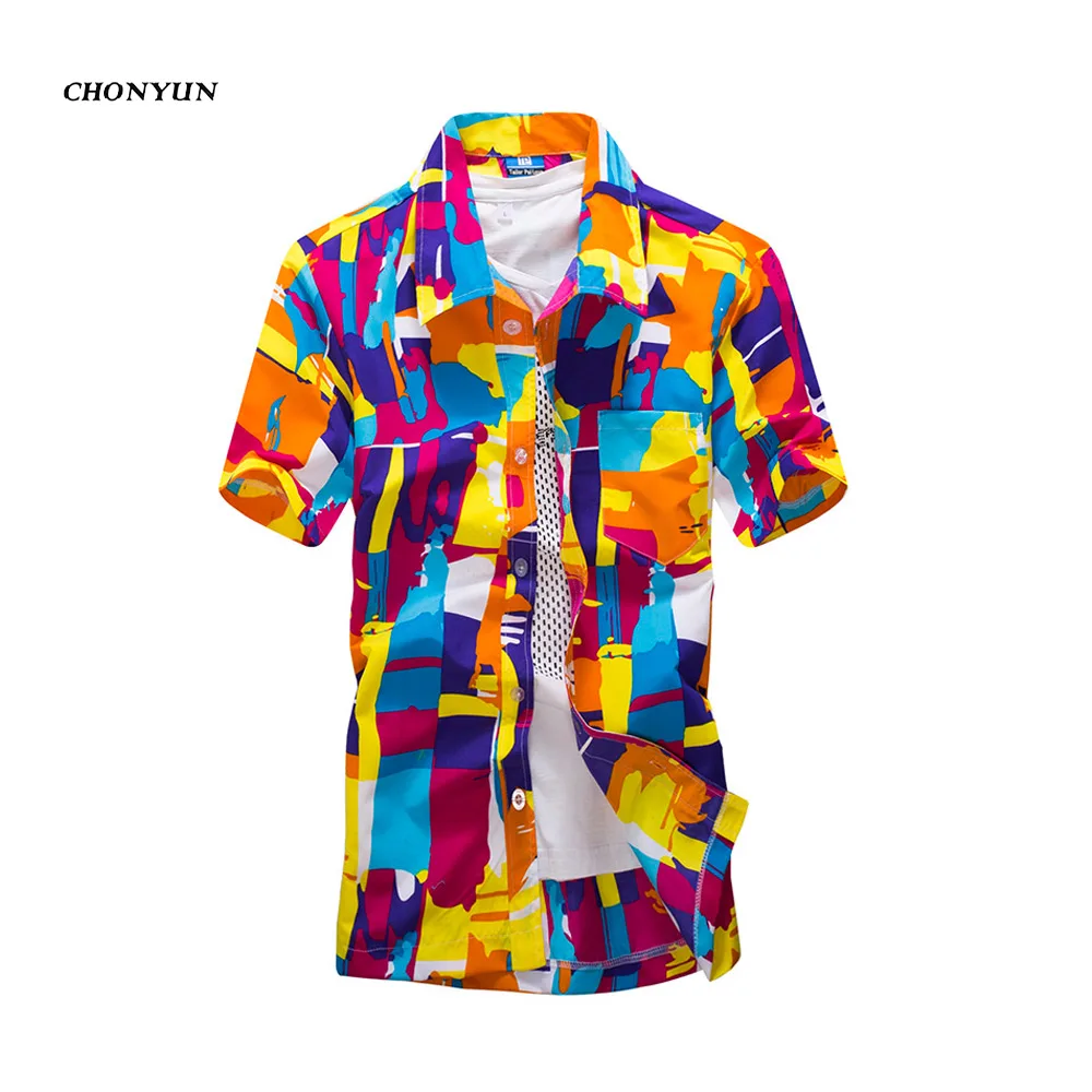 

Mens Hawaiian Shirt Male Casual Camisa Masculina Printed Beach Shirts Short Sleeve Brand Clothing Free Shipping Asian Size 5XL