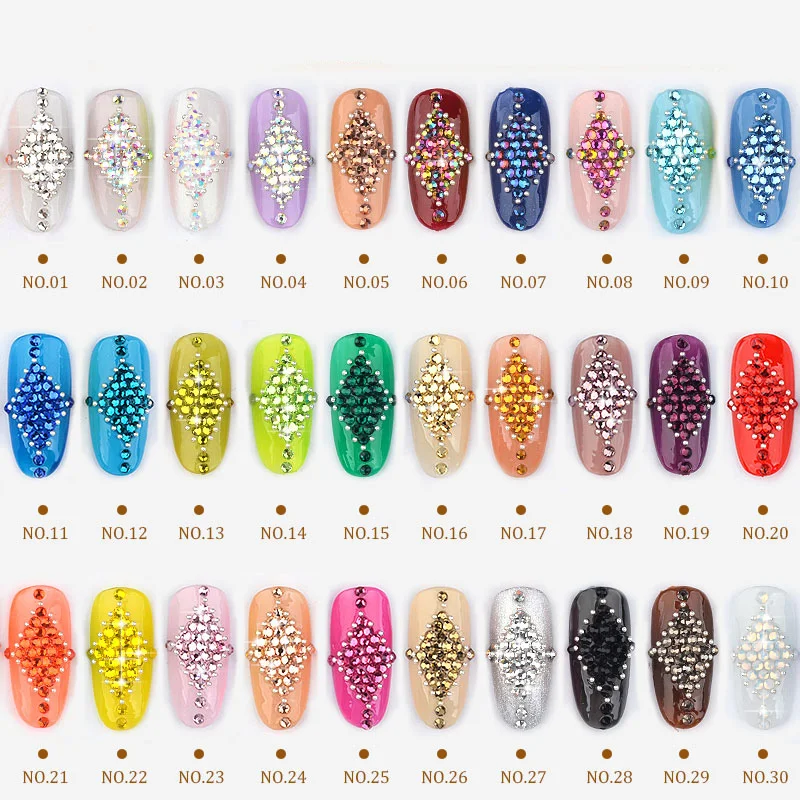 Новые 30 цветов SS6 Стразы для дизайна ногтей Хрустальные 3D украшение драгоценные