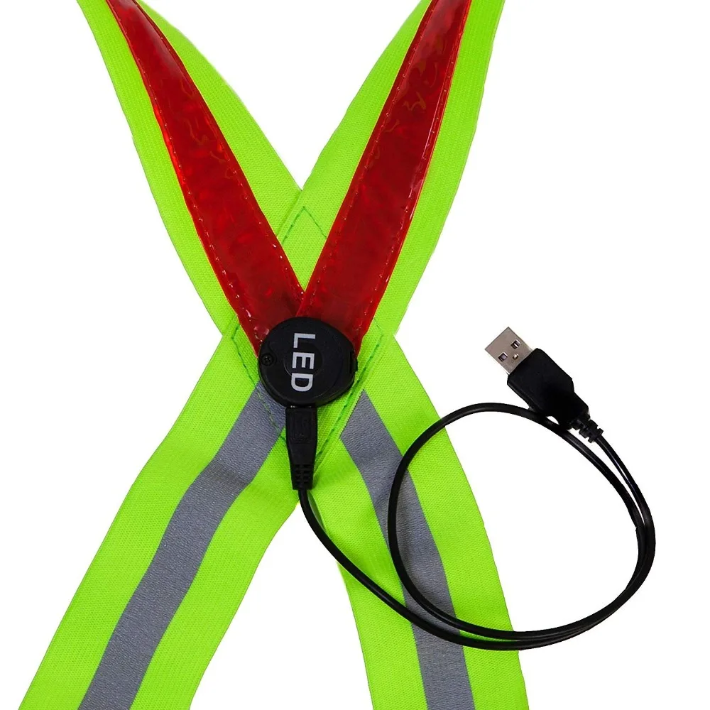 Светодиодный светоотражающий защитный жилет с USB зарядкой и эластичными