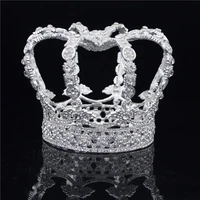 round royal queen king crown rhinestone crystal tiaras head jewelry prom cross diadem male bridal wedding hair ornament