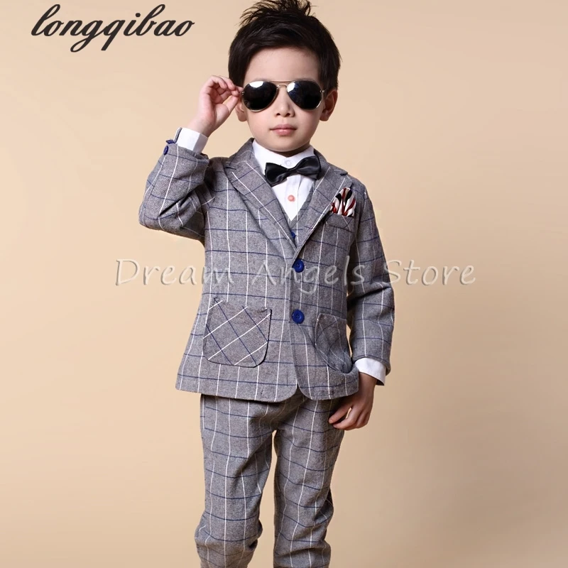 Блейзер для мальчиков Весенняя детская одежда костюм Официальный клетчатый