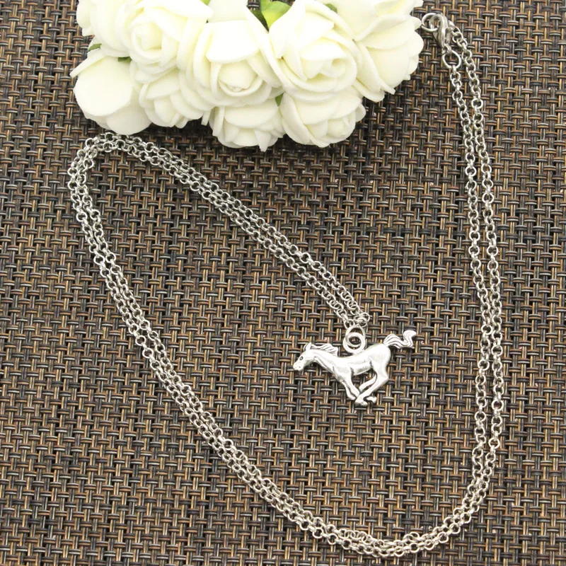 New Fashion Running Horse Steed Pendants Round Cross Chain Short Long Mens Womens DIY Silver Color Necklace Jewelry Gift | Украшения и
