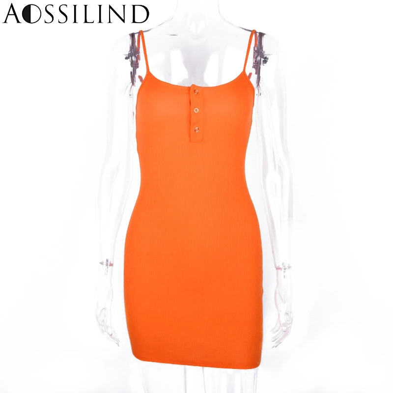 AOSSILIND сексуальное Клубное платье без рукавов на пуговицах женские
