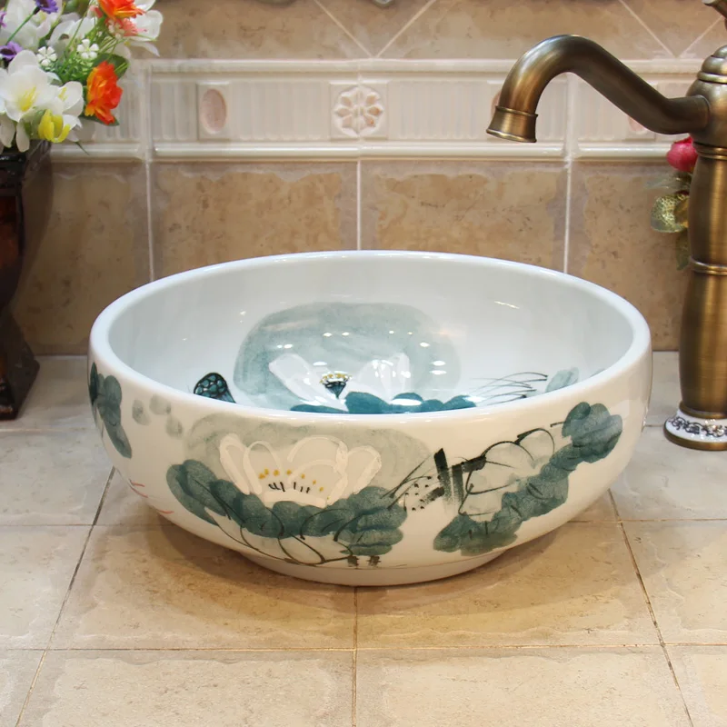 Раковина керамическая в европейском винтажном стиле 35 см|Раковины для ванной| |