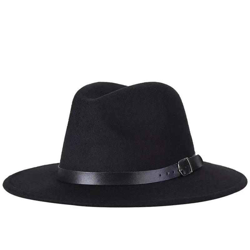 Женская и Мужская шерстяная шляпа Fedora джентльмен Элегантная Леди Зима Осень широкий джазования с полями церкви Панама сомбреро