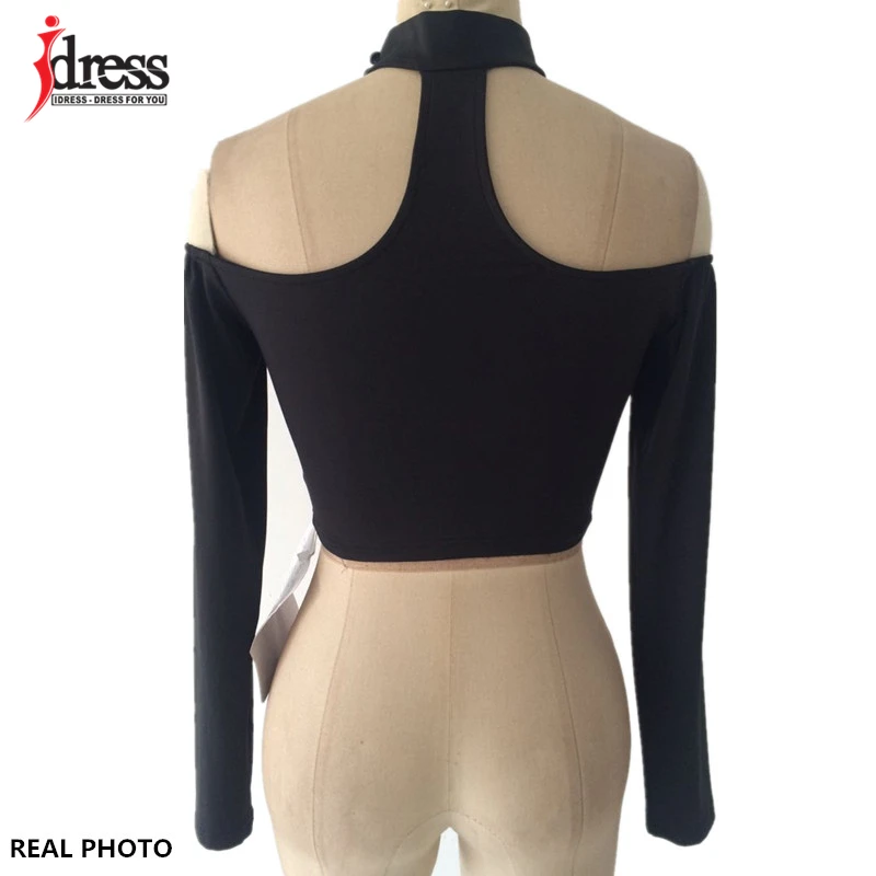 Женское эластичное платье с открытыми плечами IDress черный белый или хаки топ