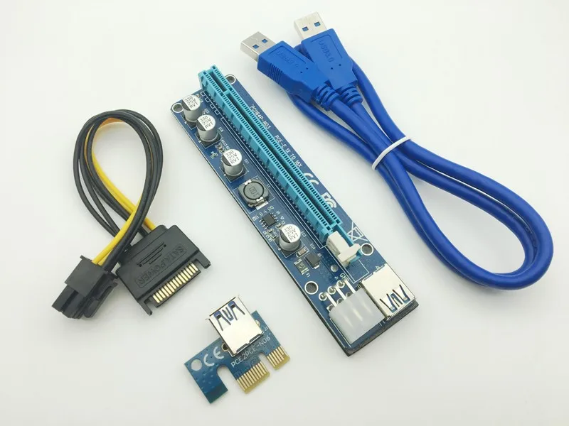 VER008C Molex 6 pin PCIE PCI E Express 1X к 16X расширитель платы 60 см USB 3 0 кабель для майнинга