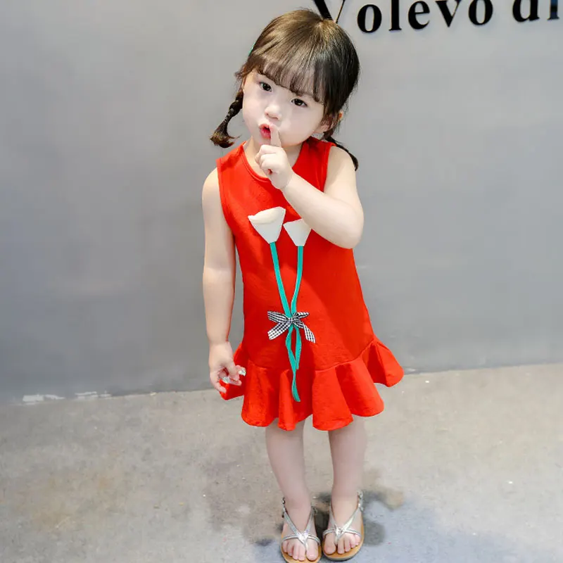 Floral Baby Girl Dress 2019 Summer Beach Party Girls Sleeveless Clothes Flower Princess Dresses for | Детская одежда и обувь