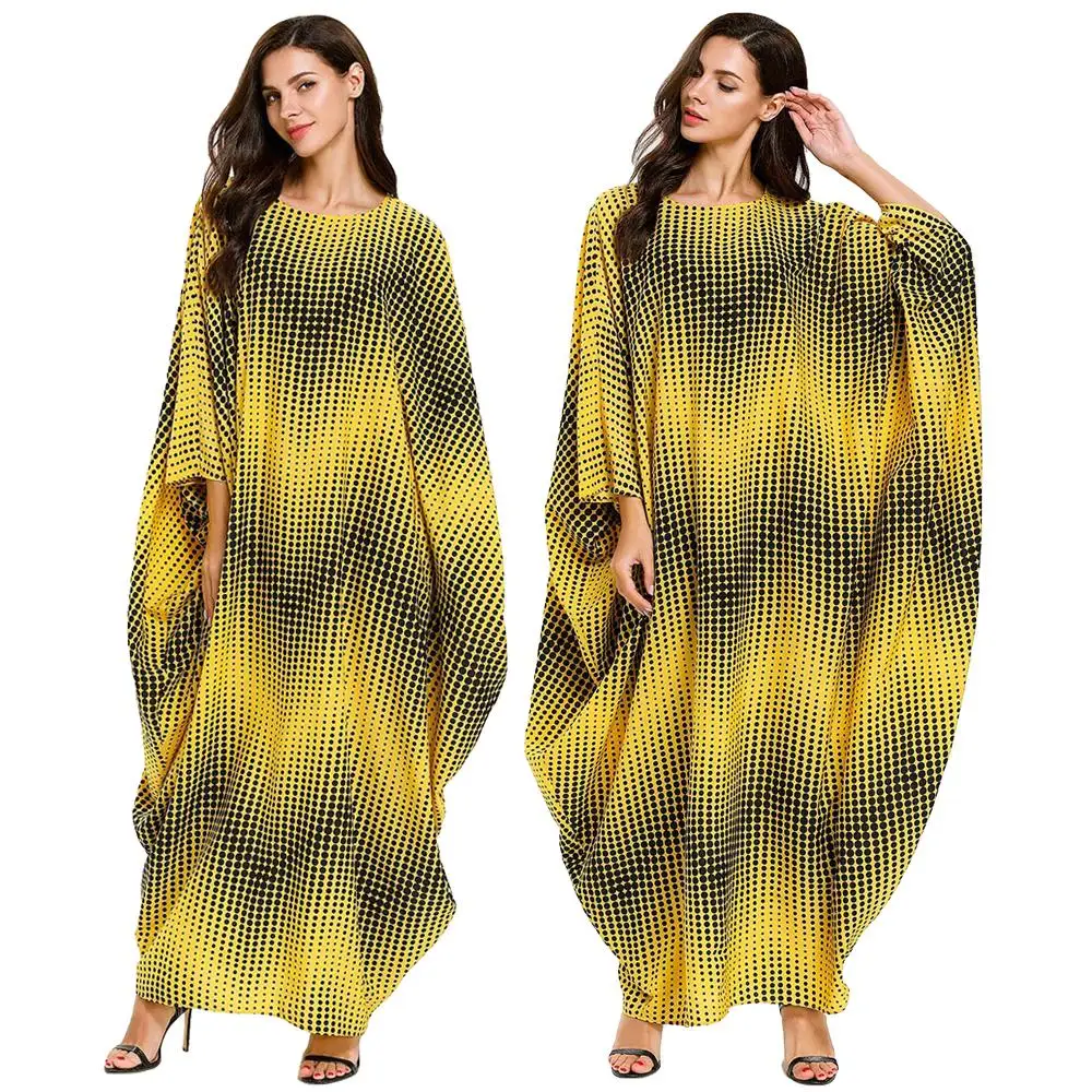 Дубай Batwing Caftan платье фараша Абая для мусульман женское длинное в полоску кафтан