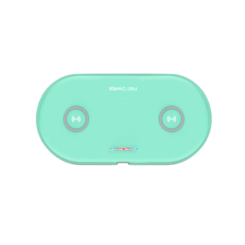 Blue 10 Вт двойной набор QI Беспроводное зарядное устройство для iPhone XS Max Xr X samsung S10 S9 xiaomi 9 Быстрая Беспроводная зарядная док-станция настольная - Тип штекера: Blue