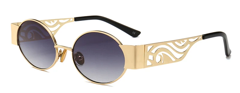 gold with black Peekaboo полый металлический каркас Солнцезащитные очки женские Овальные унисекс Мужские Круглые Солнцезащитные очки стимпанк uv400 золотой черный красный - Цвет линз: gold with black