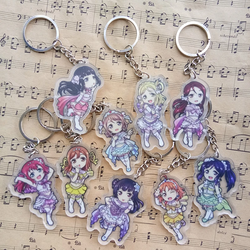 9 шт./компл. аниме брелок LoveLive Sunshine Aqours tsushiko Sakurauchi Riko Doubleside бриллиантовые