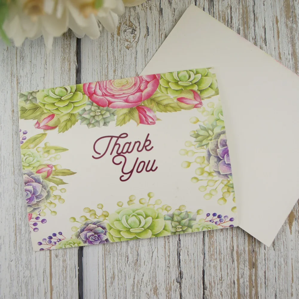 

50pcs Mini thank you Succulent plants style multi-use as Scrapbooking invitation DIY Decoration party gift card message card