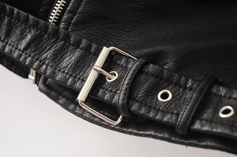 2022 new fashion spring and autumn women leather jacket motorcycle plus size biker black coat veste cuir femme | Женская одежда