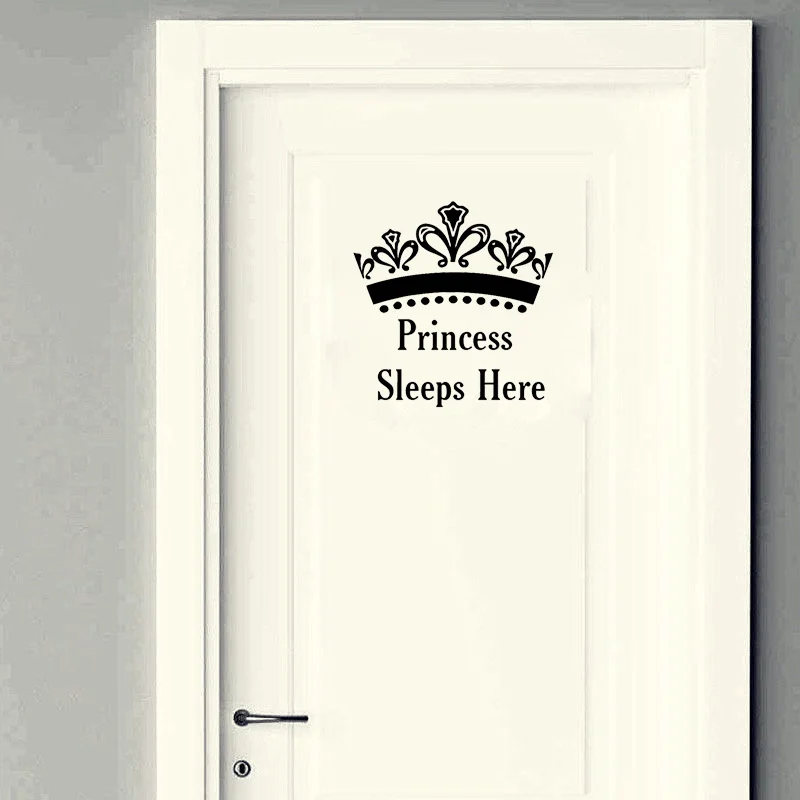 

YOJA 24.2*25CM PRINCESS SLEEPS HERE Creative Wall Sticker Decor Bedroom Door Decal D1-0241