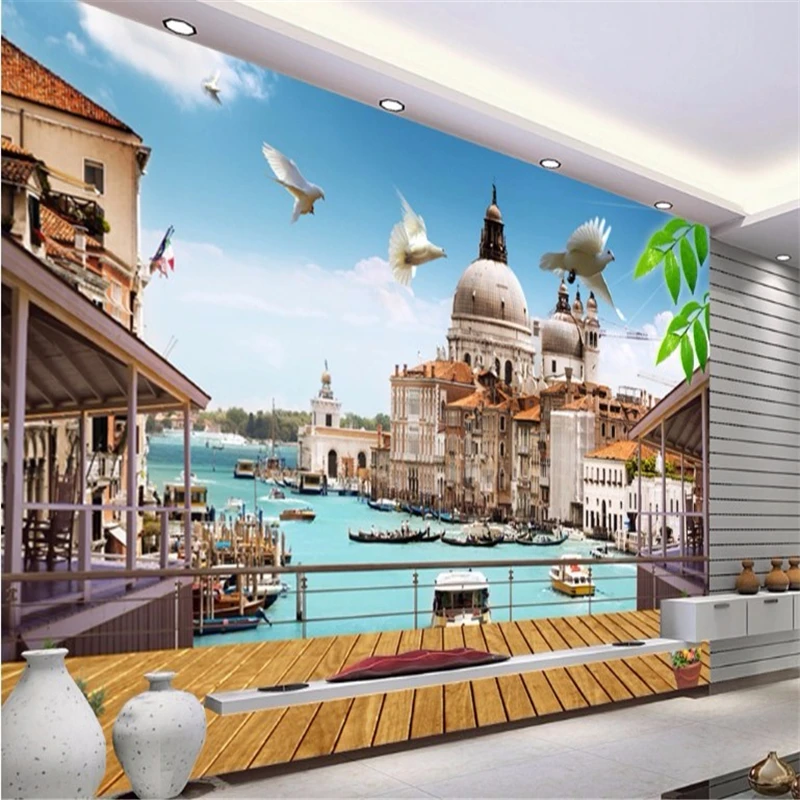 Обои beibehang на заказ 3D обои с трехмерным окном стены города пейзаж живопись|custom