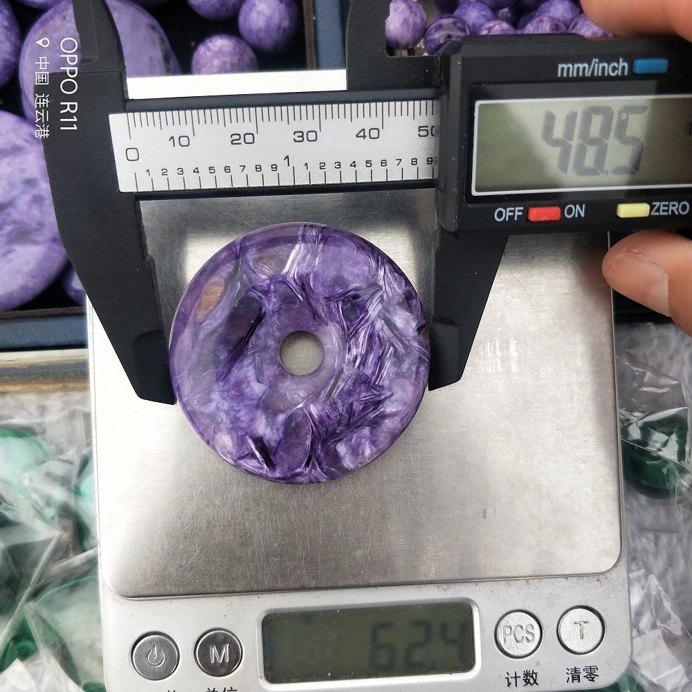Натуральный Чароит в форме пончика натуральный камень бусины DIY свободные для