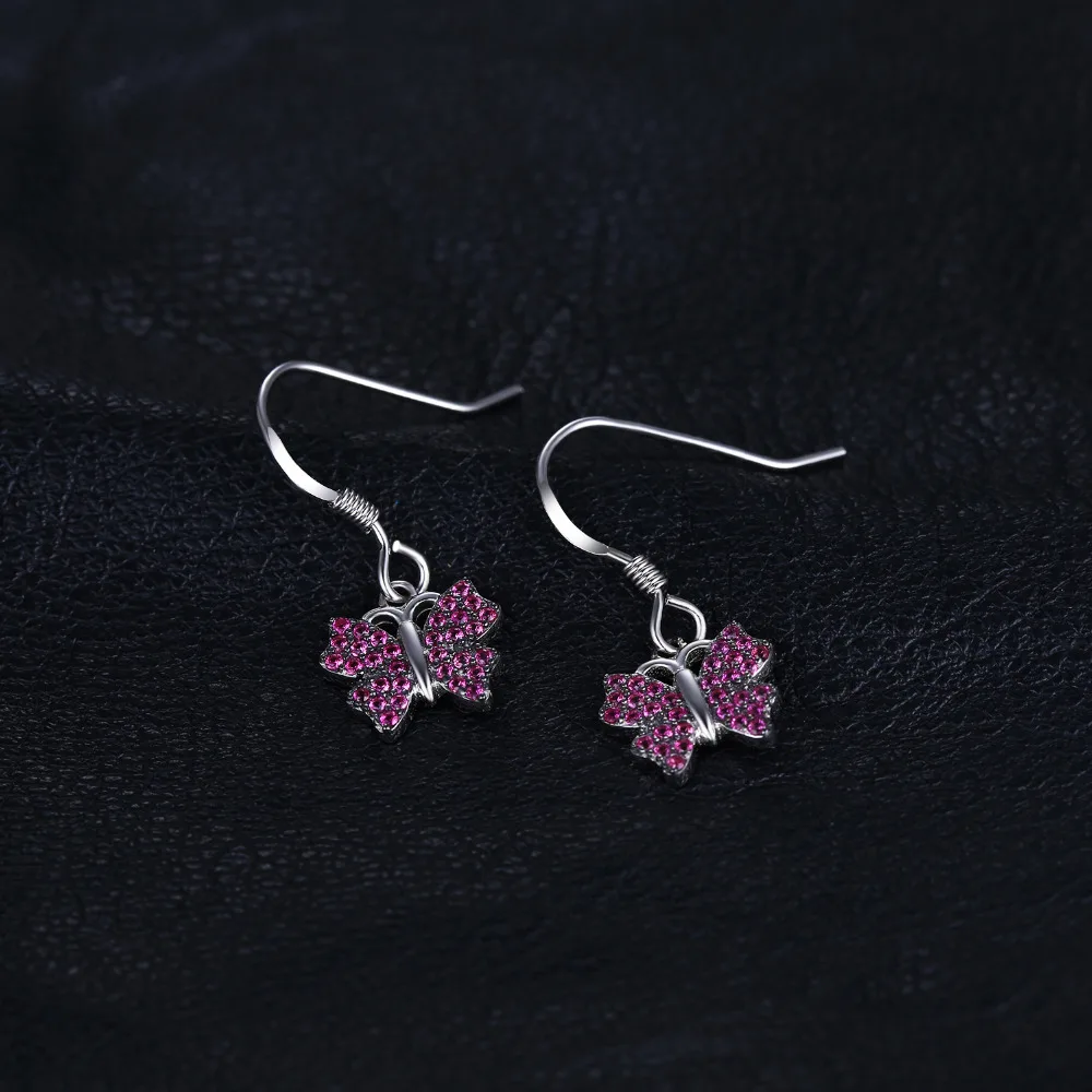 JewelryPalace Fashion 0.3ct Created Red Rubies Pave Butterfly Drop Earrings For Girls 925 Sterling Silver Jewelry Accessories | Украшения и