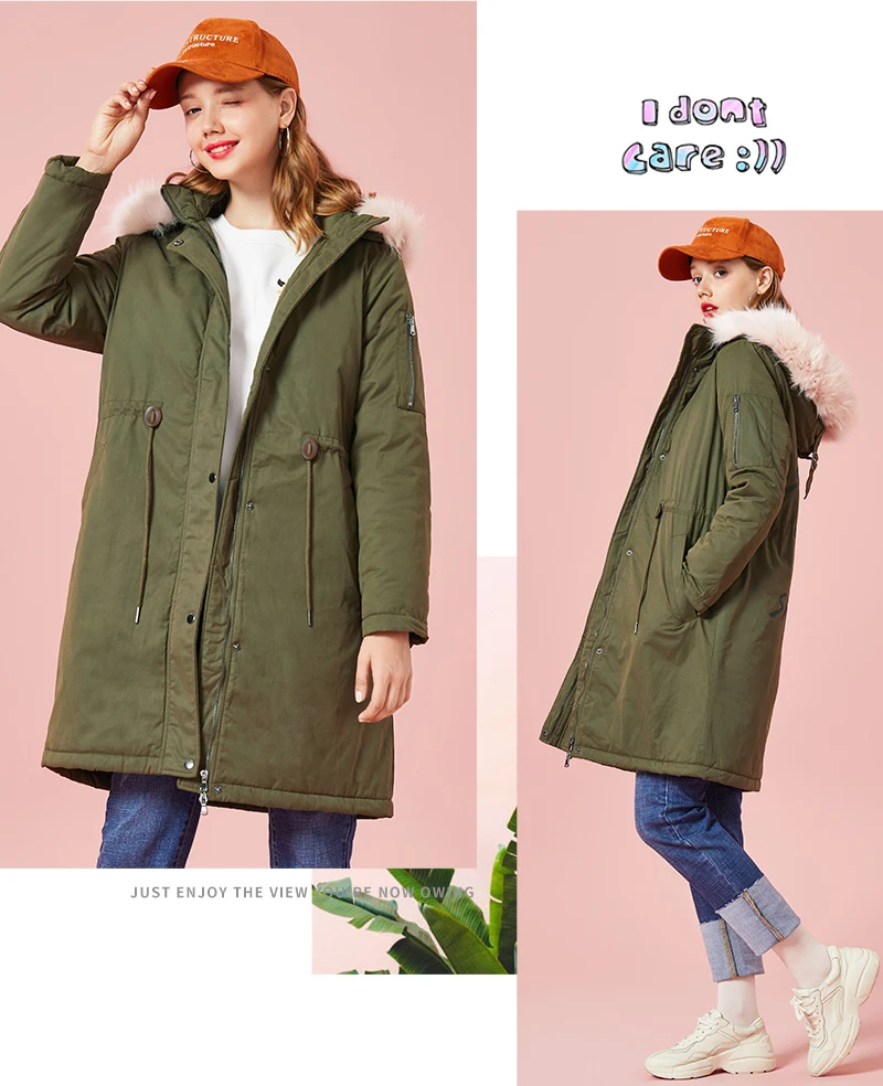 SEMIR модные парки зимние куртки женские пальто искусственный мех с капюшоном воротник повседневные Длинные парки хлопок ватные женские пальто