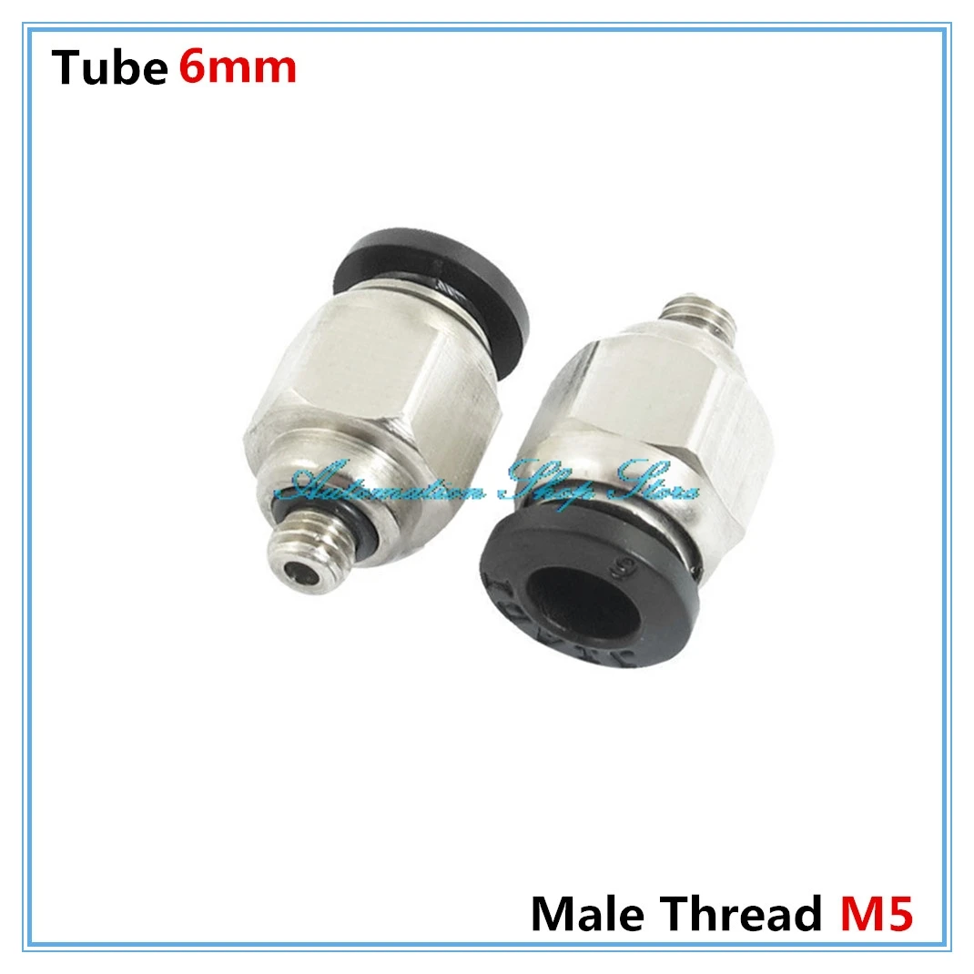 

5PCS 6mm Pipe Pneumatic Air Tubing Connector 5mm Male Thread Quick Fittings PC6-M5