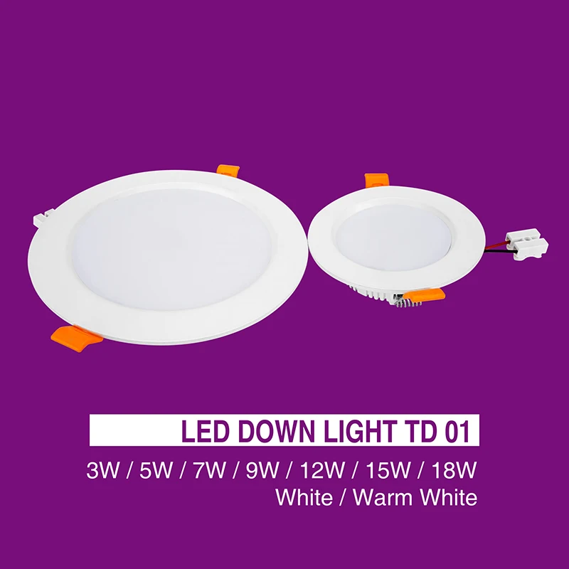 LED Panel redondo Downlight de techo 2835 lámpara de aluminio de AC220V 18W 15W 12W 9W 7W 5W 3W LED Ultra brillante de techo foco empotrable