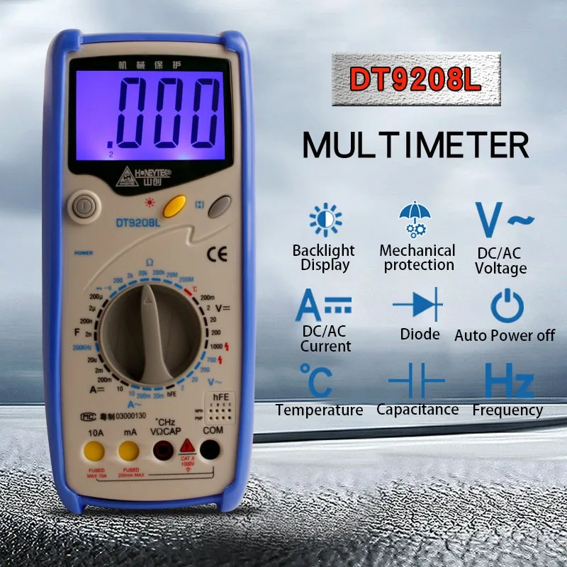 DT9208L QQ2.0 компактный аналоговый мультиметр AC/DC напряжение тока мини мультиметр использование для дома и студентов применимый тестер метр аналоговый - Цвет: DT9208L