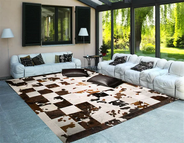 

2018 free express delivery 1 piece 100% natural cowhide leather carpet shaggy