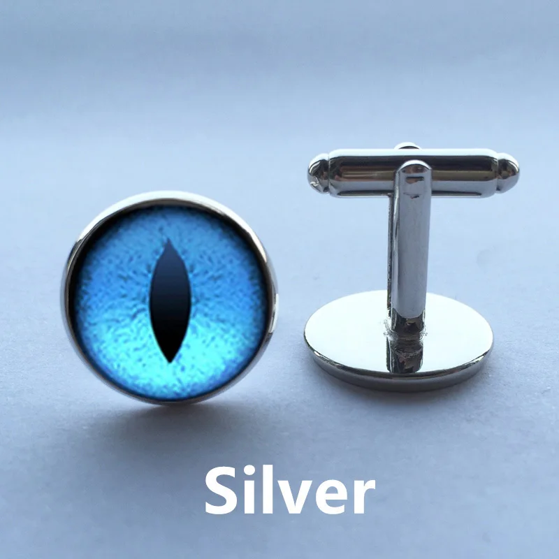 handmade Cufflink BestSelling Blue Dragon eye Glass Cabochon Dome personality witchcraft High Quality jewelry | Украшения и