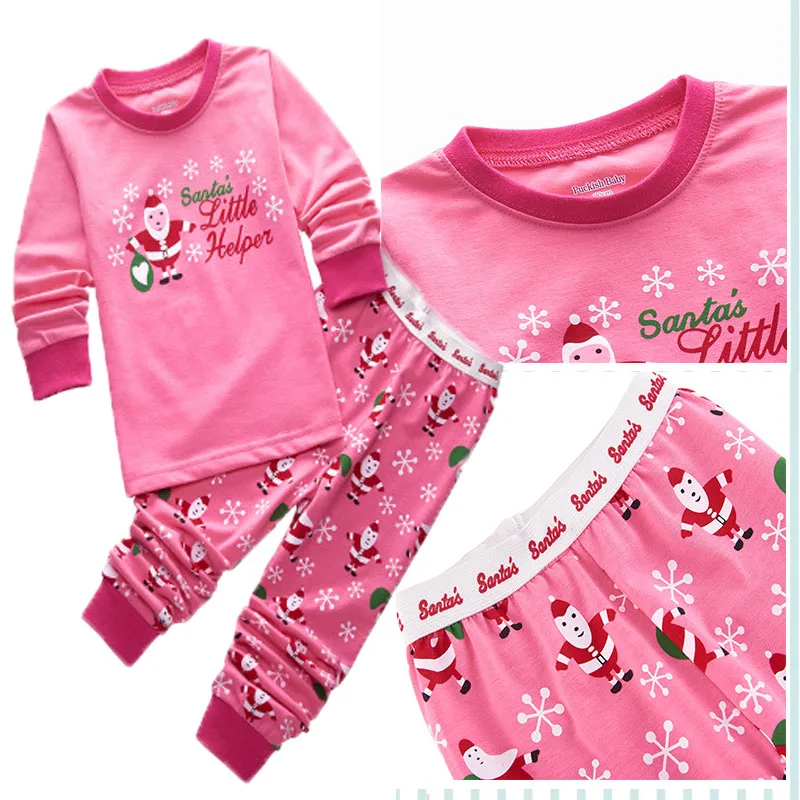 Рождественские Семейные пижамы 100% хлопковые для мальчиков и девочек Детские